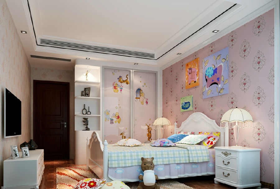 简欧风格儿童房衣柜效果图 浪漫典雅梦幻