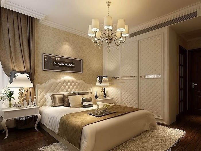 雅致大气韵味生活 白色软包推拉门衣柜效果图